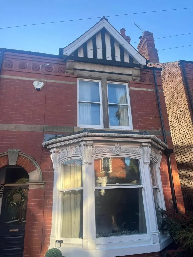 Front elevation of the 1865 Victorian villa in Chesterfield before the new window opening was formed